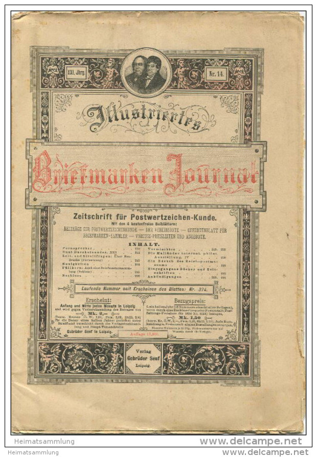 Illustriertes Briefmarken Journal - XXI Jahrgang Nr. 14 - Juli 1894 - Verlag Gebrüder Senf Leipzig - Alemán (hasta 1940)