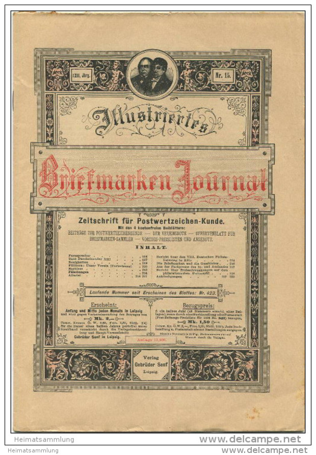 Illustriertes Briefmarken Journal - XXIII Jahrgang Nr. 15 - August 1896 - Verlag Gebrüder Senf Leipzig - Duits (tot 1940)