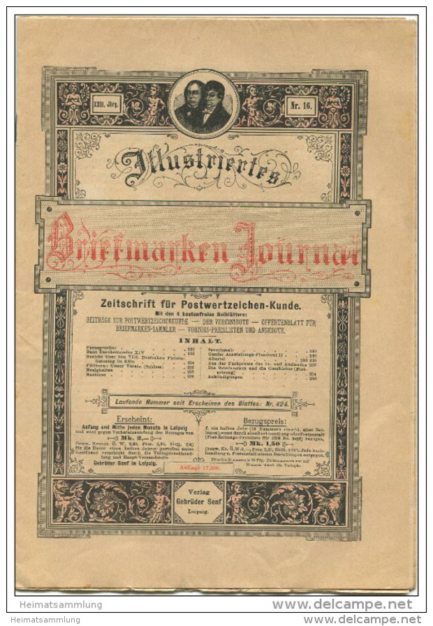 Illustriertes Briefmarken Journal - XXIII Jahrgang Nr. 16 - August 1896 - Verlag Gebrüder Senf Leipzig - Duits (tot 1940)