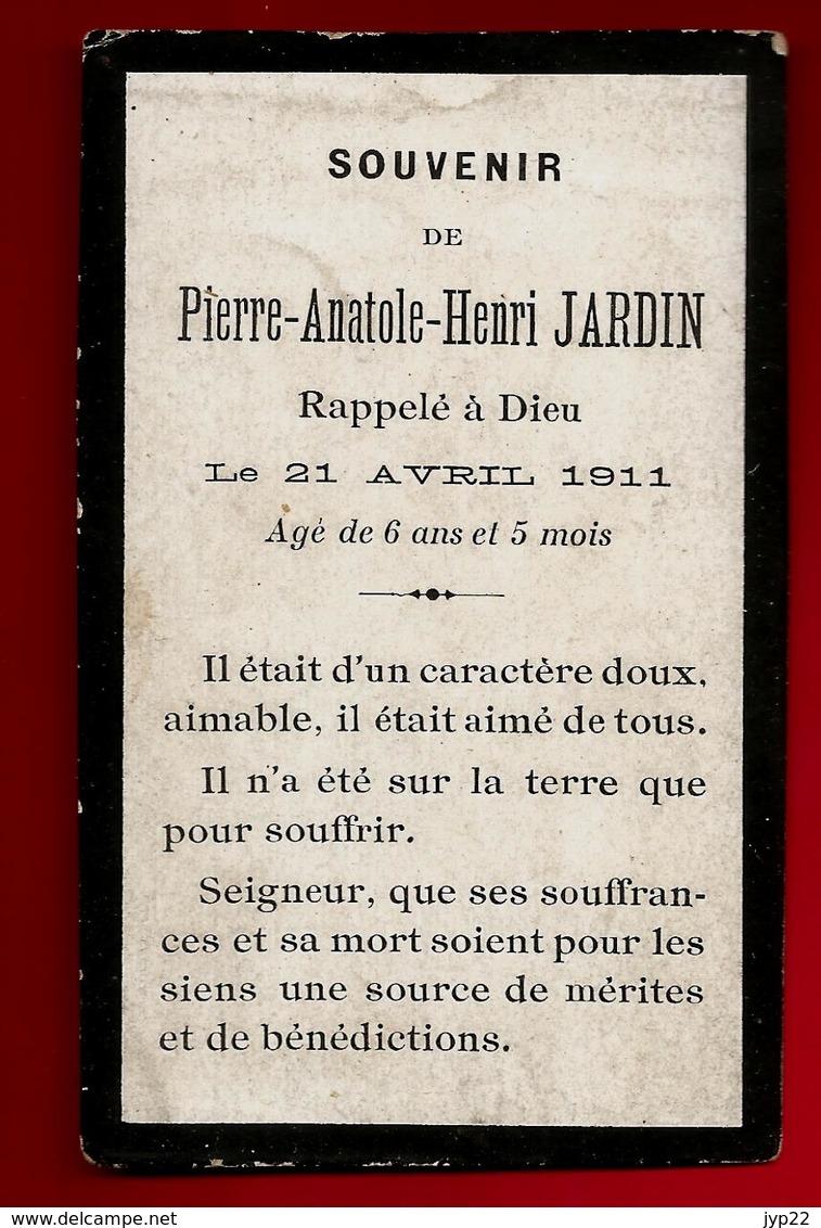 Image Pieuse Holy Card Souvenir Mortuaire Décès P-A-H Jardin 21-04-1911 - Ed T.F. Edit. Pontif.x PL. 935 - Spes Unica - Devotion Images