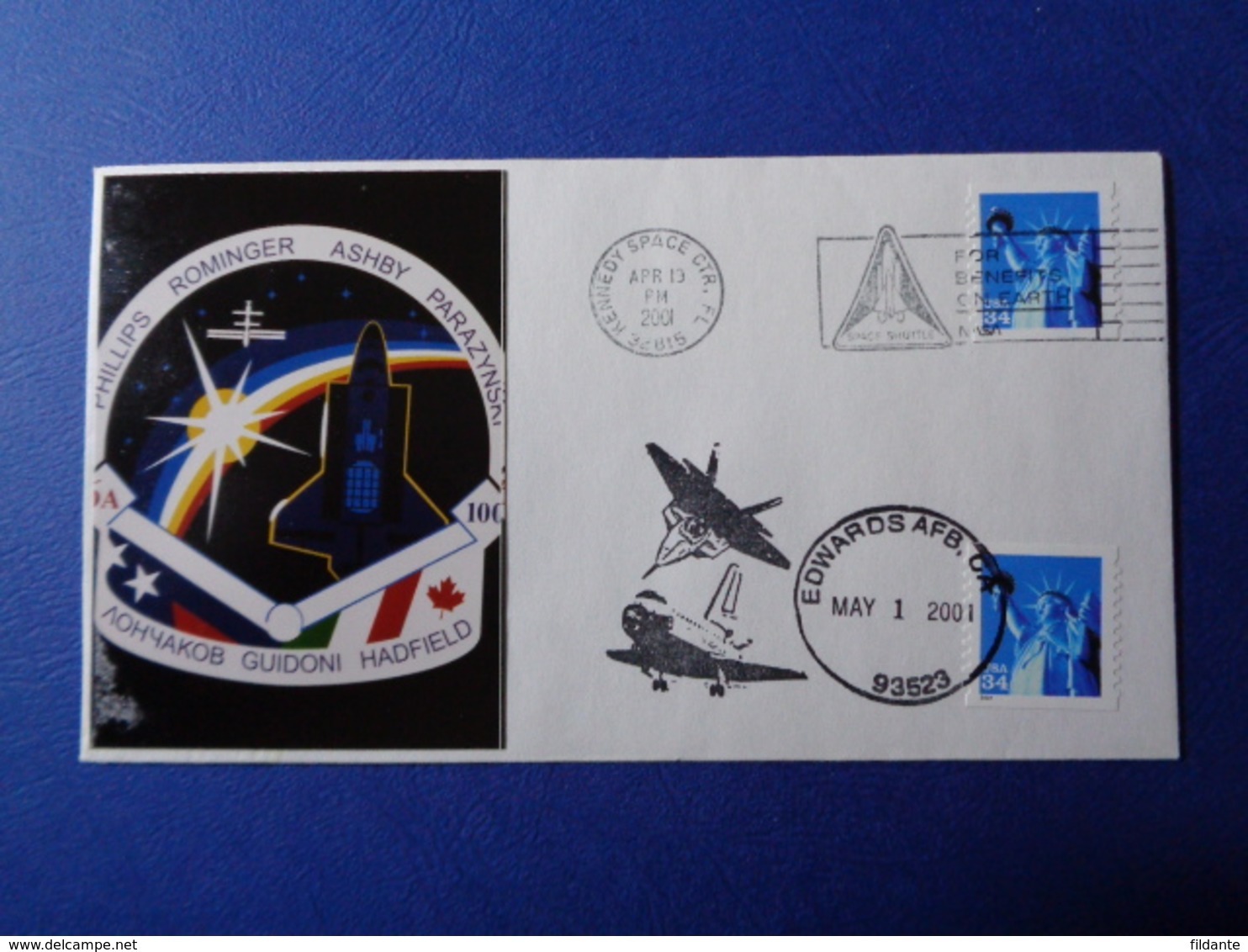 STATI UNITI USA 2001 MISSIONE SPAZIALE STS-100 SPACE SHUTTLE N. 1 BUSTE FILATELICHE - United States