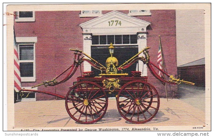 Virginia Alexandria Fire Apparatus Presented By George Washington 1774 Curteich - Alexandria