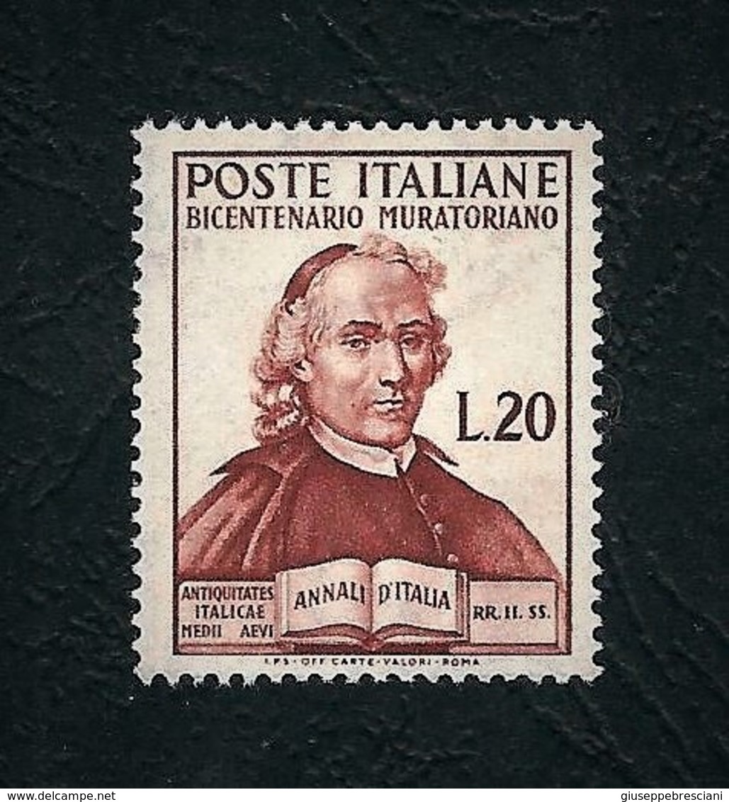 ITALIA 1950 - Bicentenario Della Morte Di Ludovico Muratori - 20 L.bruno - MNH - Sassone 625 - 1946-60: Nuovi