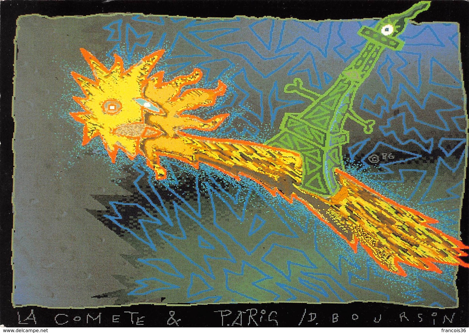 CPM - La Comète Et Paris - Daniel Boursin - Image Réalisée Sur Palette électronique - Electro Techno Circa 1980 - Autres & Non Classés