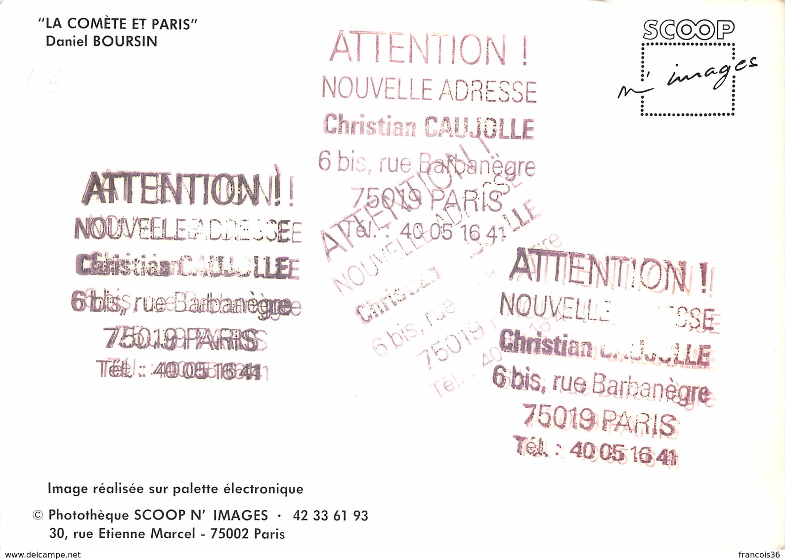 CPM - La Comète Et Paris - Daniel Boursin - Image Réalisée Sur Palette électronique - Electro Techno Circa 1980 - Autres & Non Classés