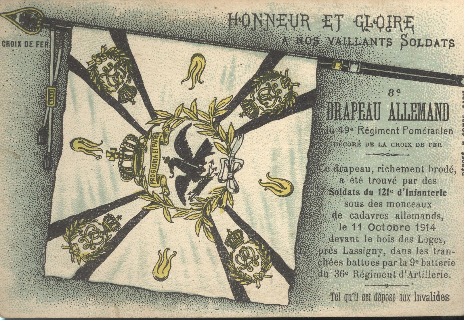 CPA Illustrée - Prise Du Drapeau Du 49ème Régiment Poméranien - Circulée 1918 - 1900-1949