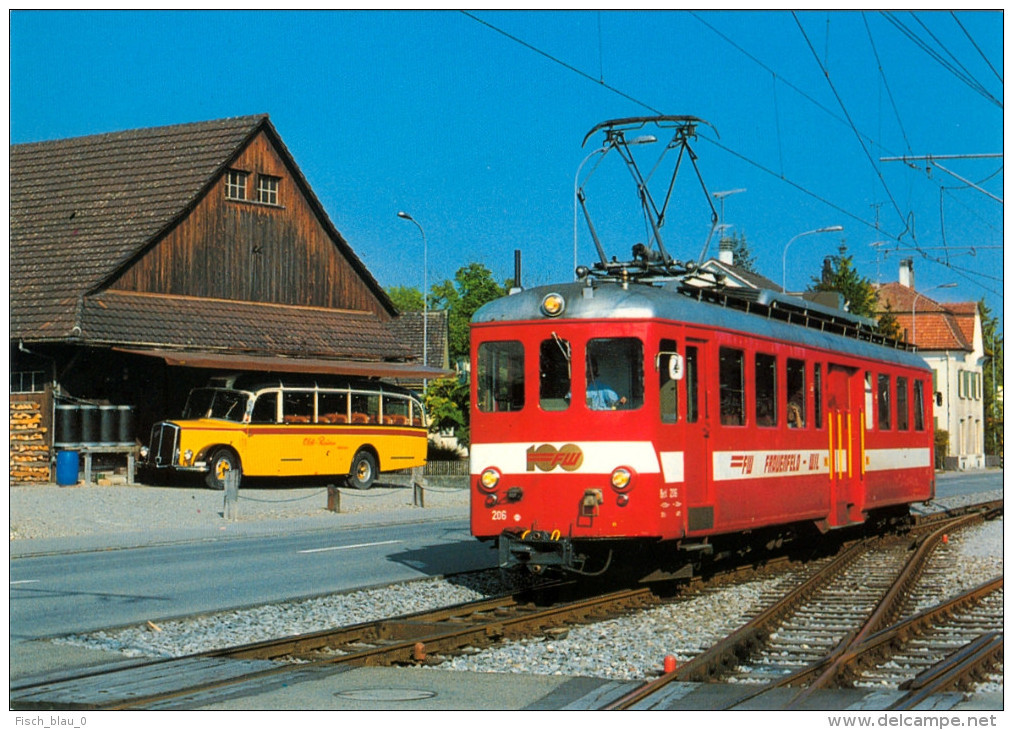 AK Eisenbahn Schweiz Mutzigen Frauenfeld-Wil-Bahn FW Thurgau Be 4/4 206 SUISSE Switzerland Ferrovia – Ferroviaire Rail - Eisenbahnen