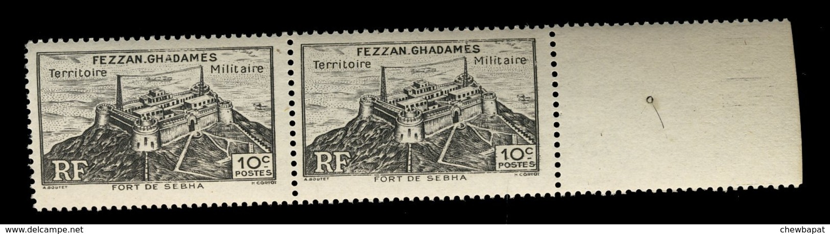 Libye 1946 - Neuf ** - Y&T N° 28 Territoire Militaire Fezzan-Ghadames - Fort De Sebha 10c - Paire Horizontale - Unused Stamps