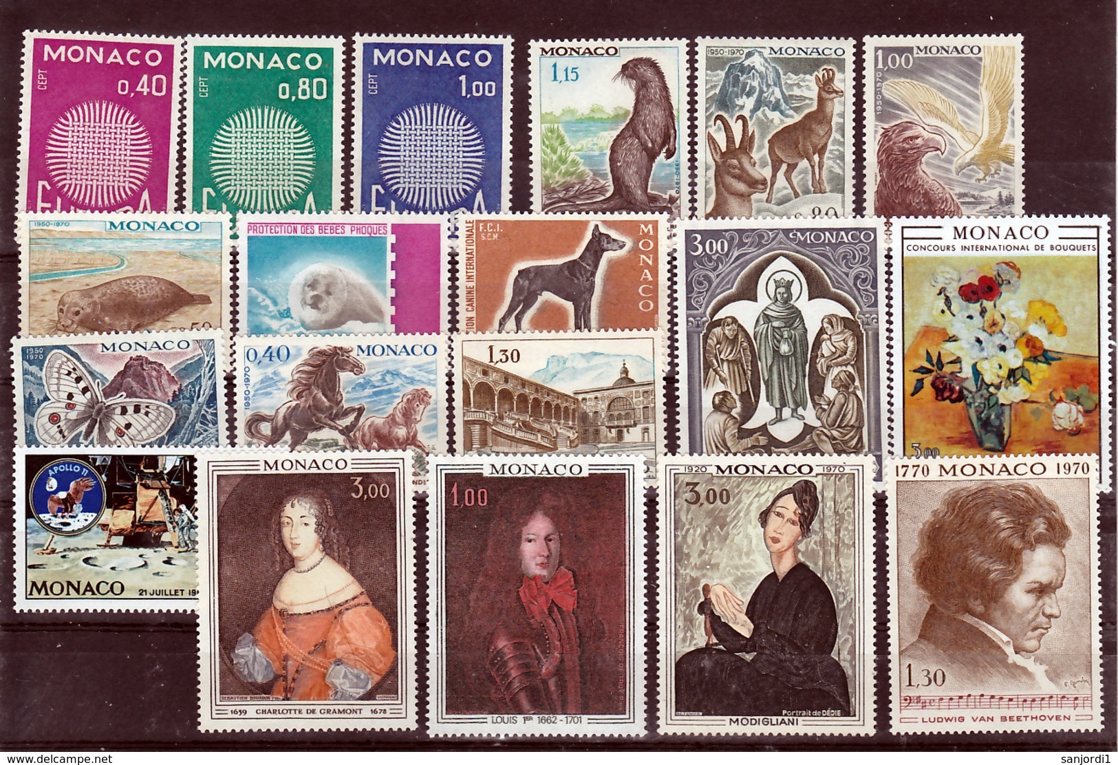 Monaco 1970 Année Complète Postes 809 à 846  Neuf ** TB  MnH  Sin Charnela Cote 69 - Volledige Jaargang