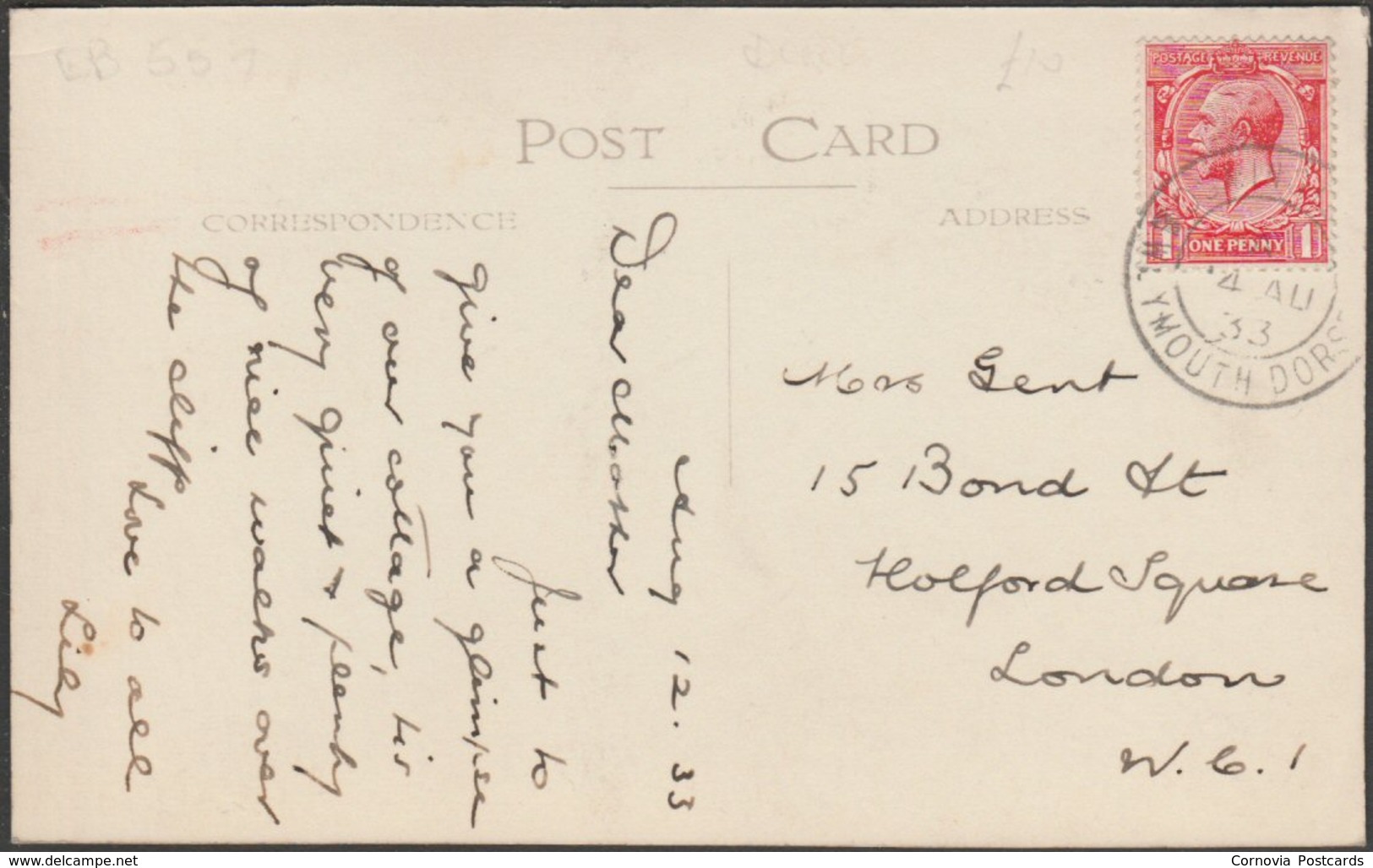 Osmington Mills, Dorset, 1933 - RP Postcard - Other & Unclassified