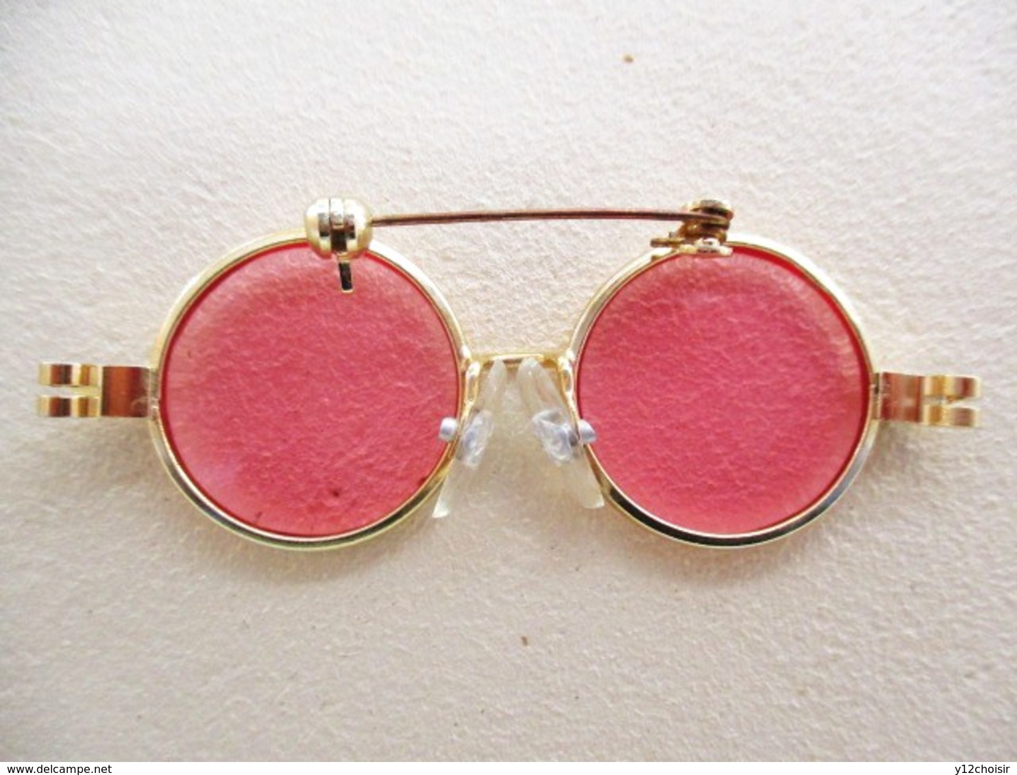 BROCHE LUNETTES ROSES RONDES - Autres & Non Classés