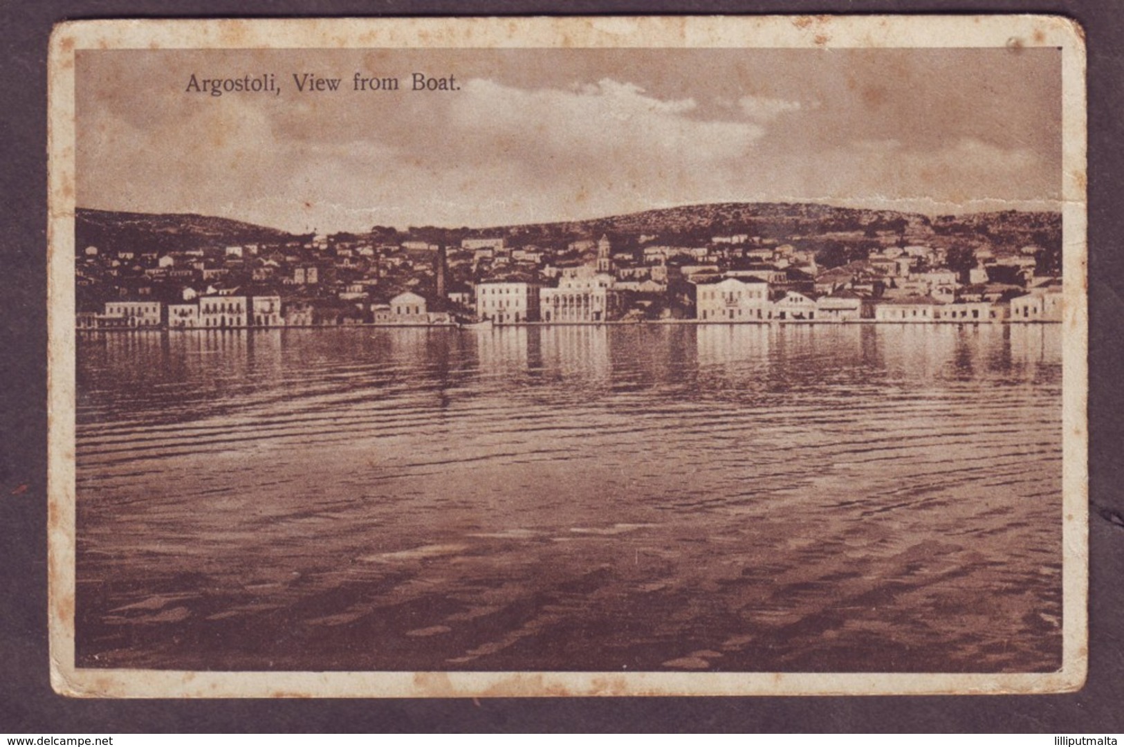 1920s Unused Greece Postcard Showing Argostoli View From Boat Ionian Islands Kefalonia - Greece