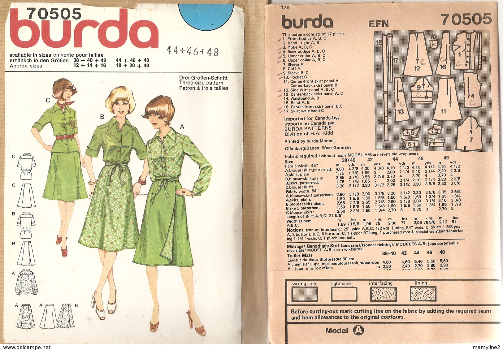 00 Patron BURDA Chemisier Et Jupe Portefeuille - Vintage - Autres & Non Classés