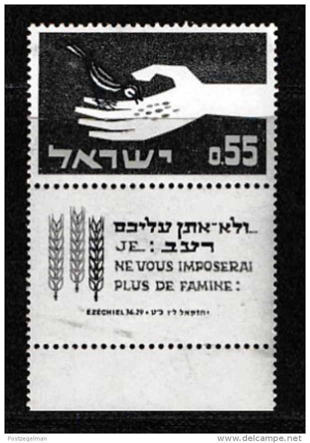 ISRAEL, 1963, Mint Never Hinged Stamp(s), Freedom From Hunger, 254,  Scan 17088, With Tab(s) - Nuevos (con Tab)