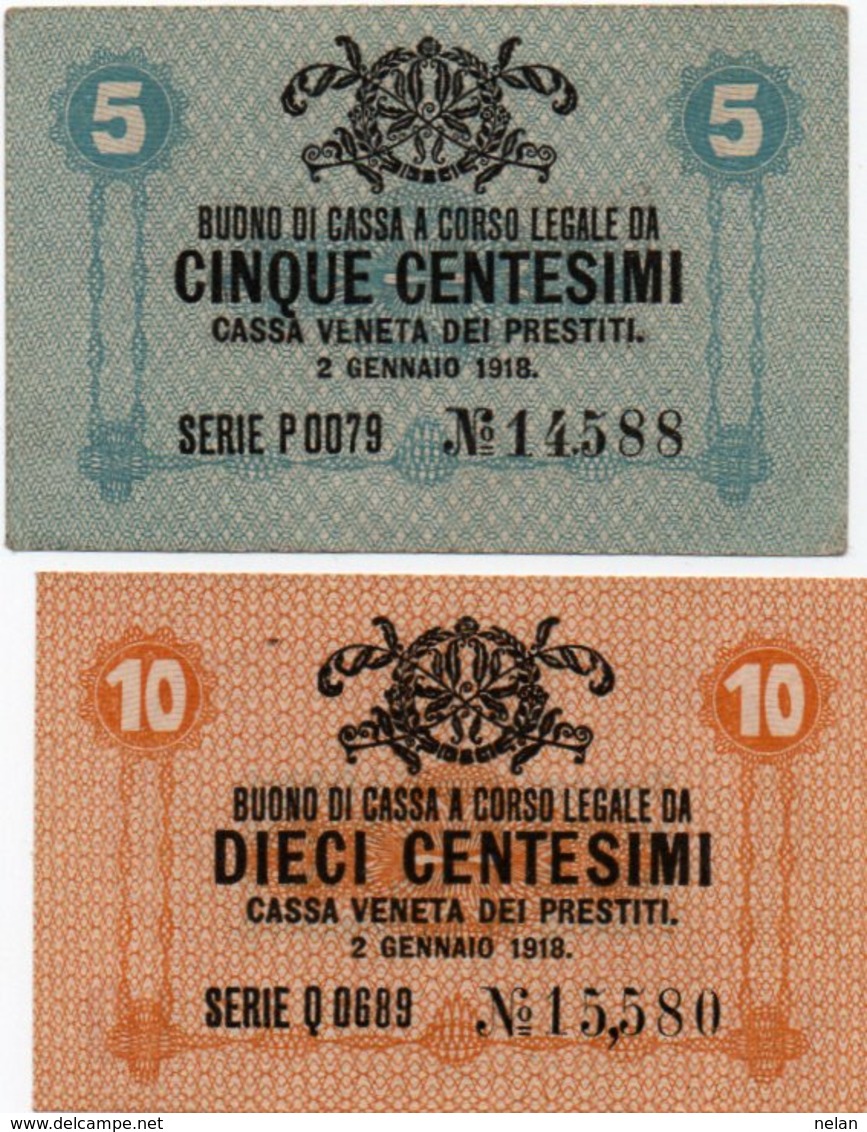 ITALIA -BUONO DI CASSA VENETA DEI PRESTITI-1918-5,10 CENTESIMI P-M1,M2-UNC - Buoni Di Cassa