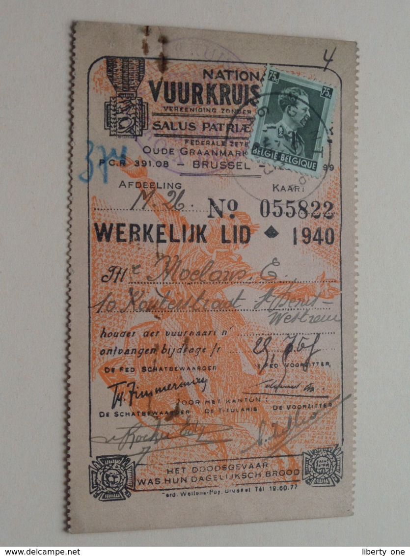 VUURKRUISENBOND ( Membre / Werkelijk LID 1940 - Afd. M.26 - N° 055822 - Moelans St. Denis-Westrem ) LES CROIX DE FEU ! - Documenten