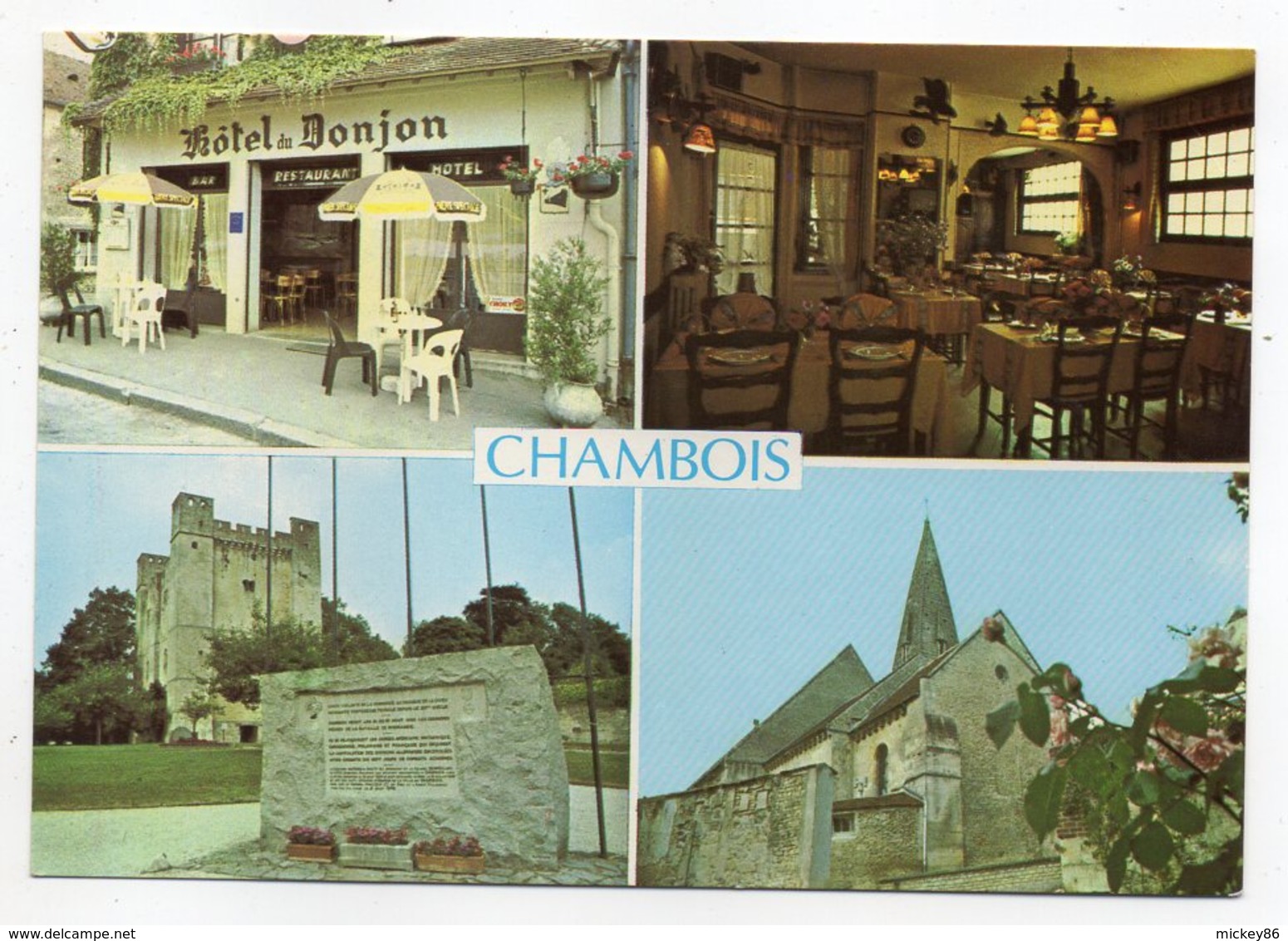 CHAMBOIS --près De La Dives "Hotel Du Donjon" --Multivues --carte Publicitaire De L'Hotel - Other & Unclassified