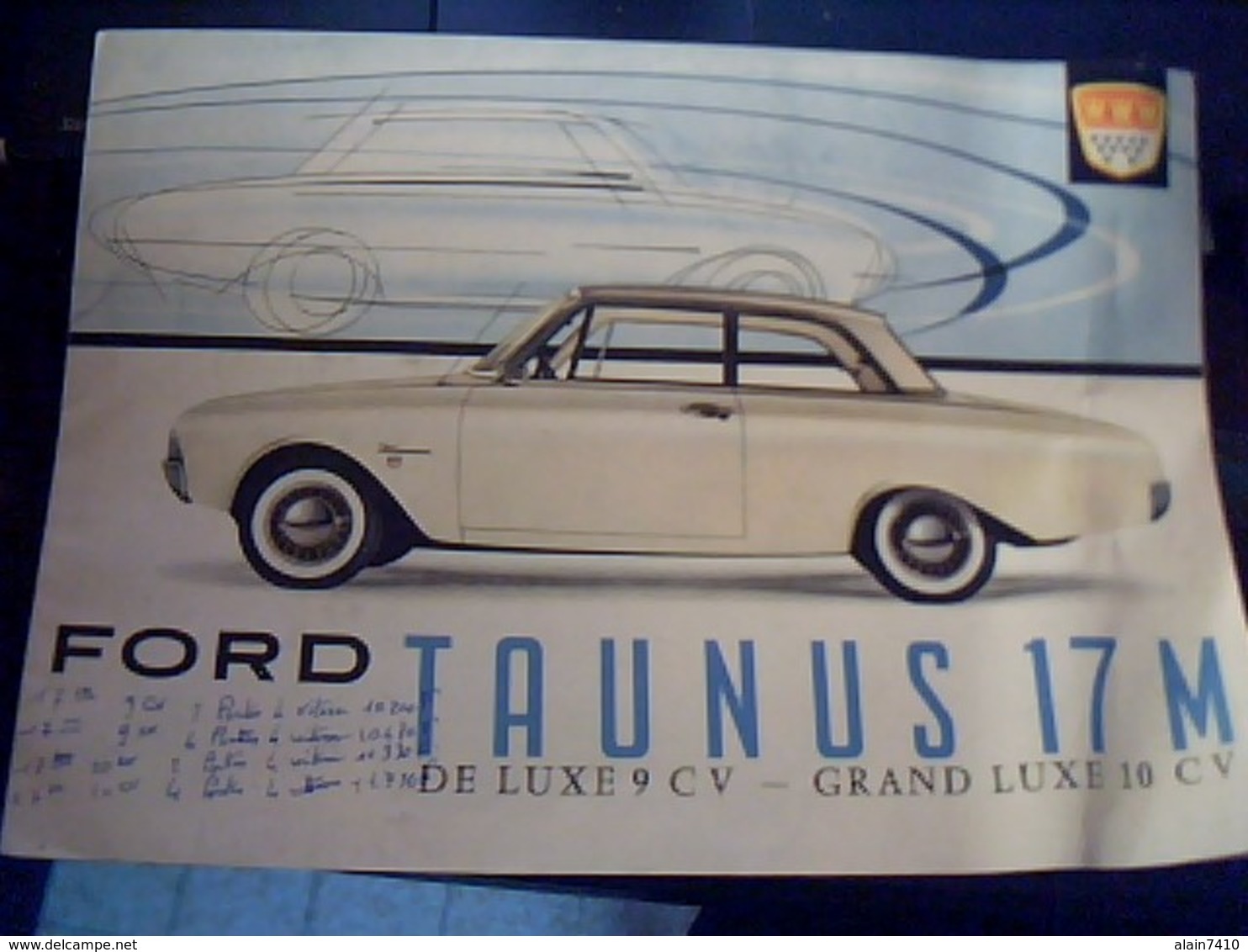 Publicité  Automobile Catalogue 3  Pages Ford Taunus De Luxe  17 M  Modeles 9 &10 Cv - Publicités