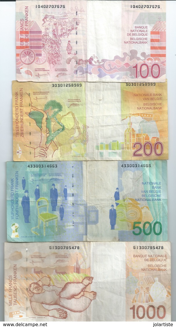 BILLETS BELGIQUE 100/200/500/1000 FRANCS N03 - Autres & Non Classés