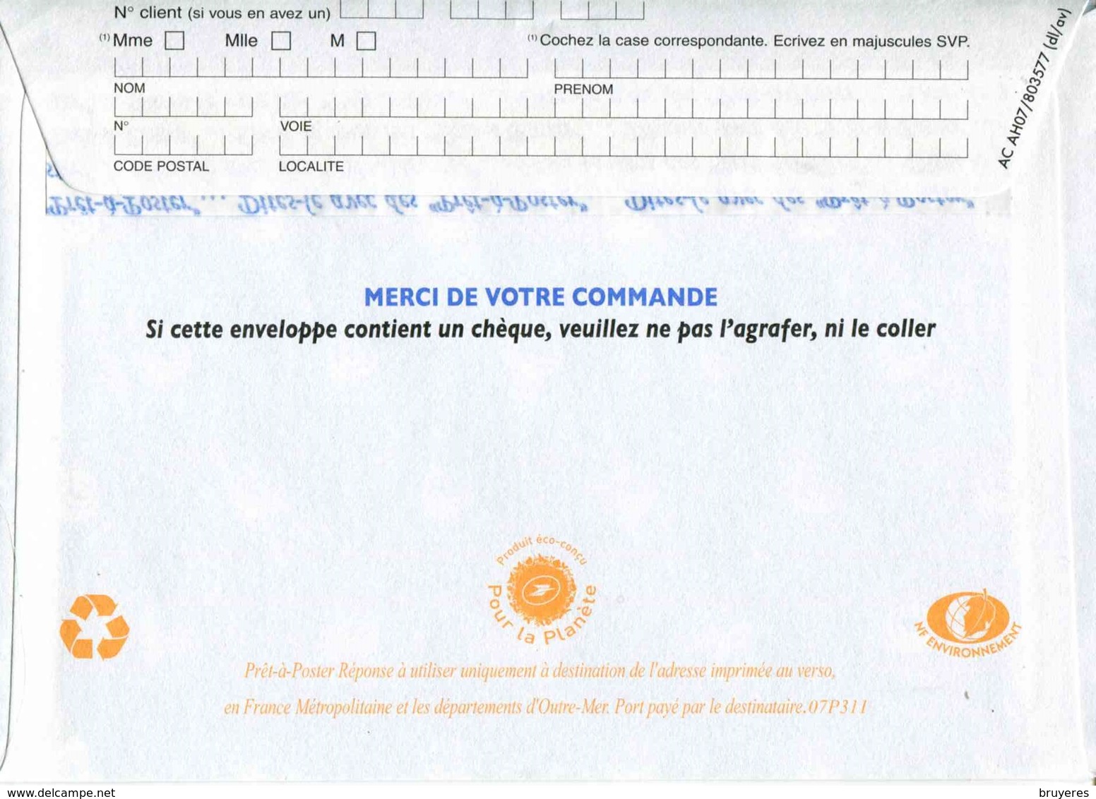 POSTREPONSE/ LETTRE PRIO "DAMART" Avec Timbre "Marianne De Lamouche / Phil@poste" - Prêts-à-poster:Answer/Lamouche