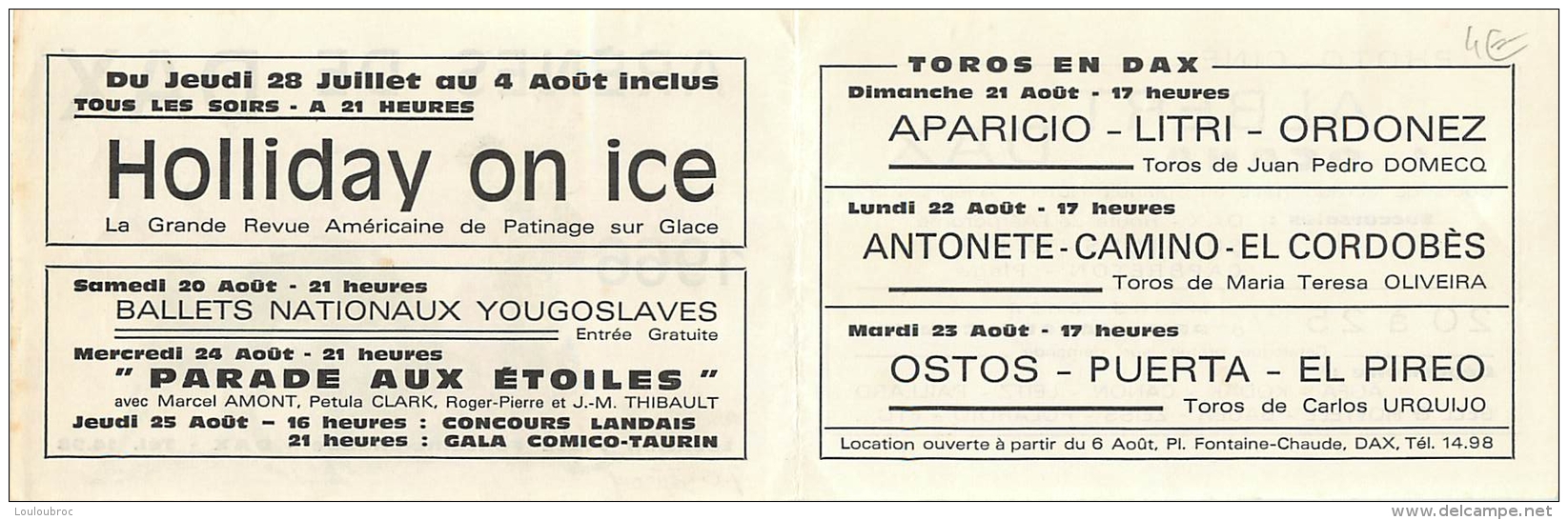 ARENES DE DAX 1966  CORRIDA VOIR TOUS LES SCANS - Tickets - Vouchers