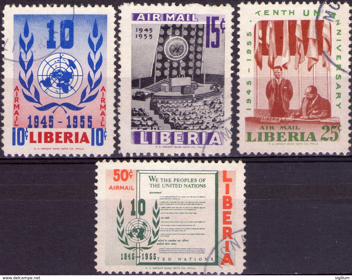 LIBERIA 1955 - ONU, NAZIONI UNITE - SERIE COMPLETA USATA - Liberia