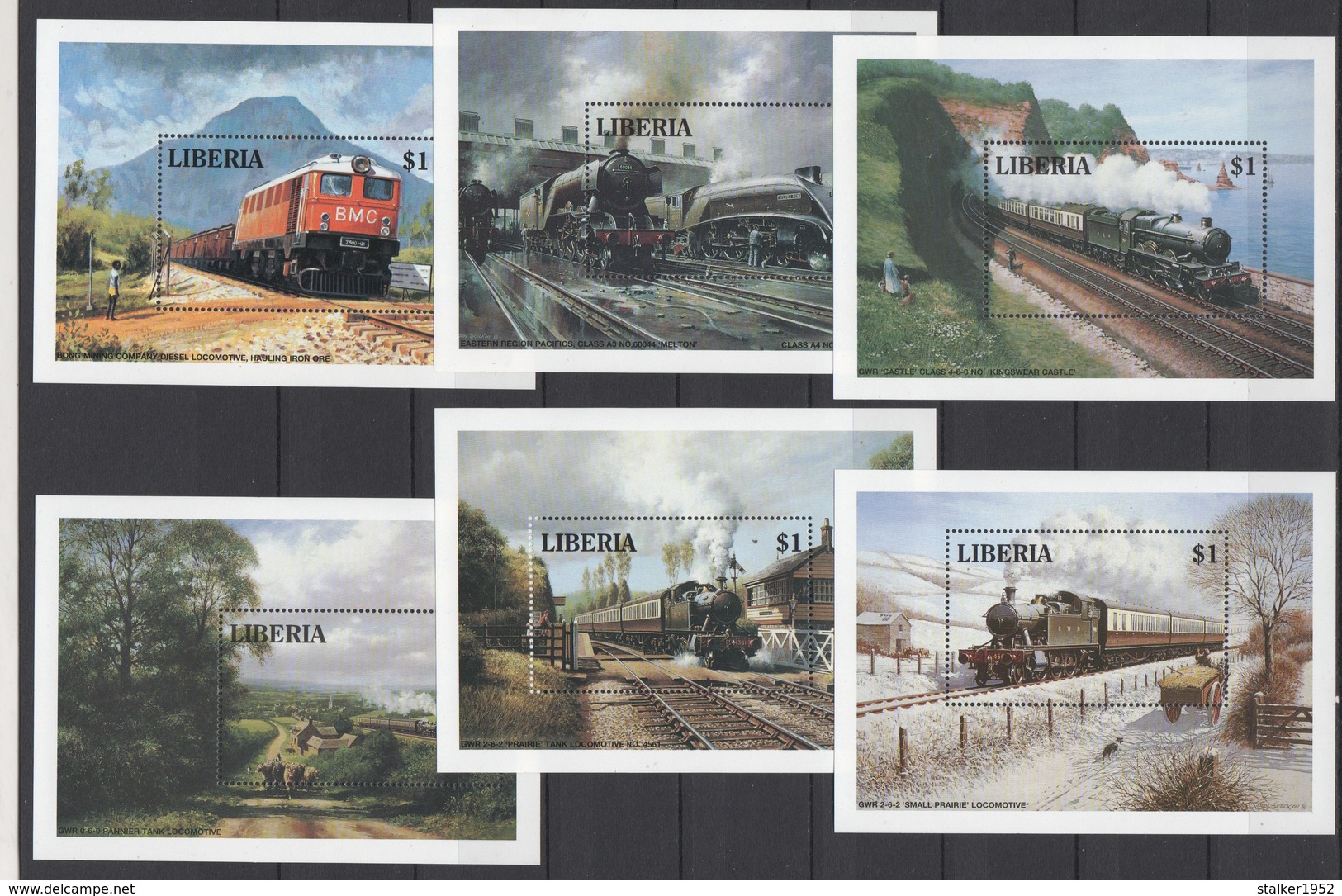 Liberia 1994 Mi Block 133-138(1604-1609) Locomotives / Locomotiven **/ MNH - Trains