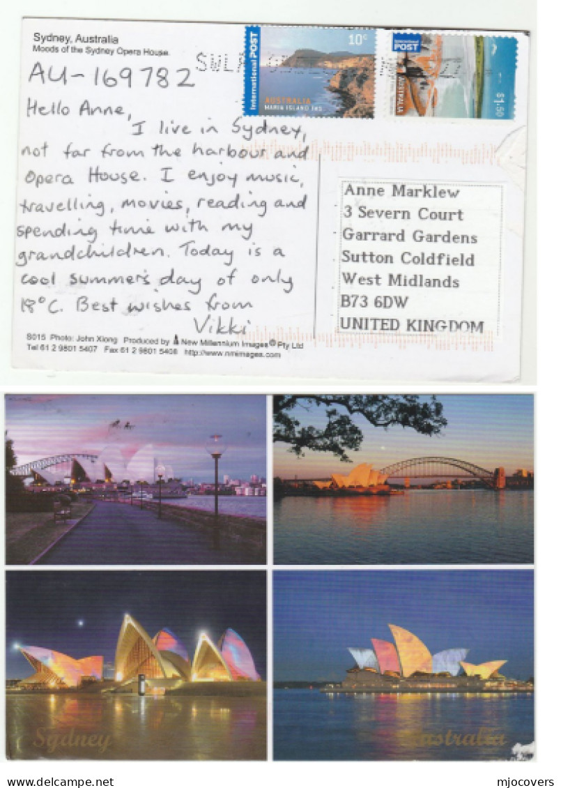 AUSTRALIA COVER Stamps $1.50 BAY OF FIRES 10c MARIA ISLAND (postcard Sydney Opera House) To GB - Sydney