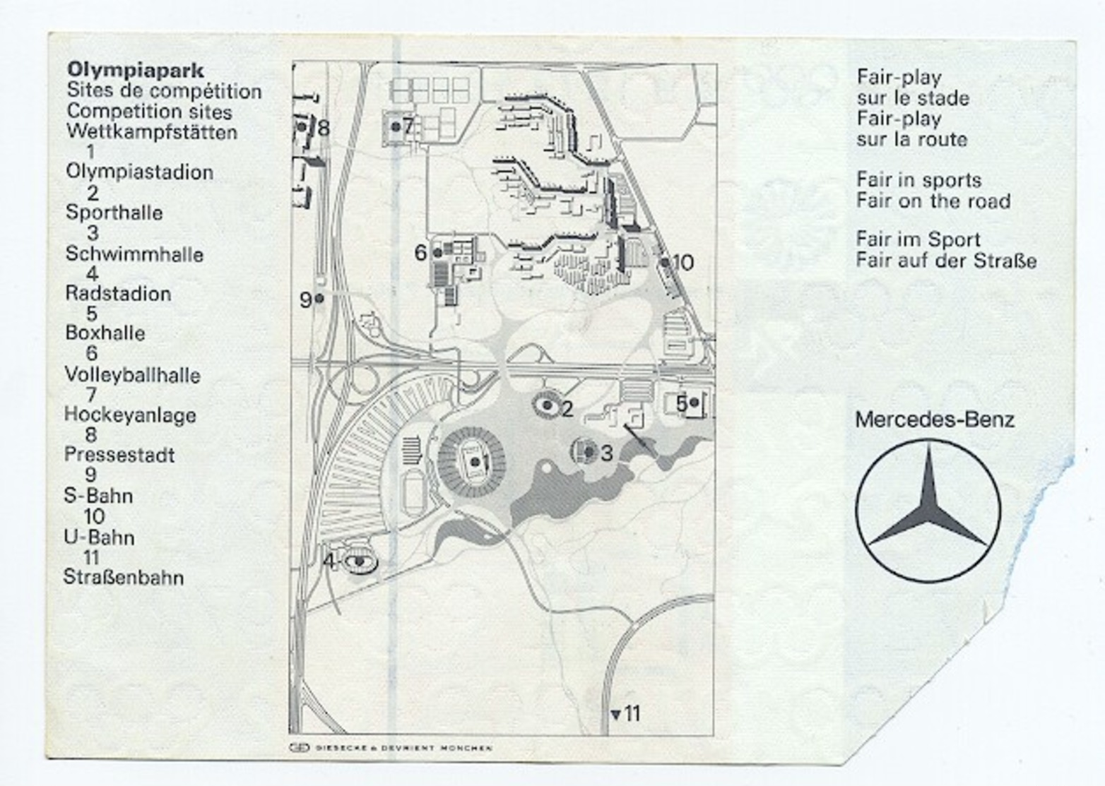 Eintrittskarte Ticket München Olympia 1972 - Hockey - Hockeyanlage Olympiapark Platz 1 - Otl Aicher - Eintrittskarten