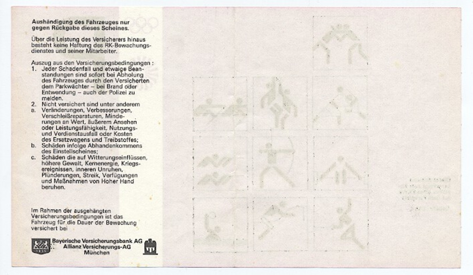 Parkplatzkarte Ticket München Olympia 1972 - Otl Aicher - Eintrittskarten