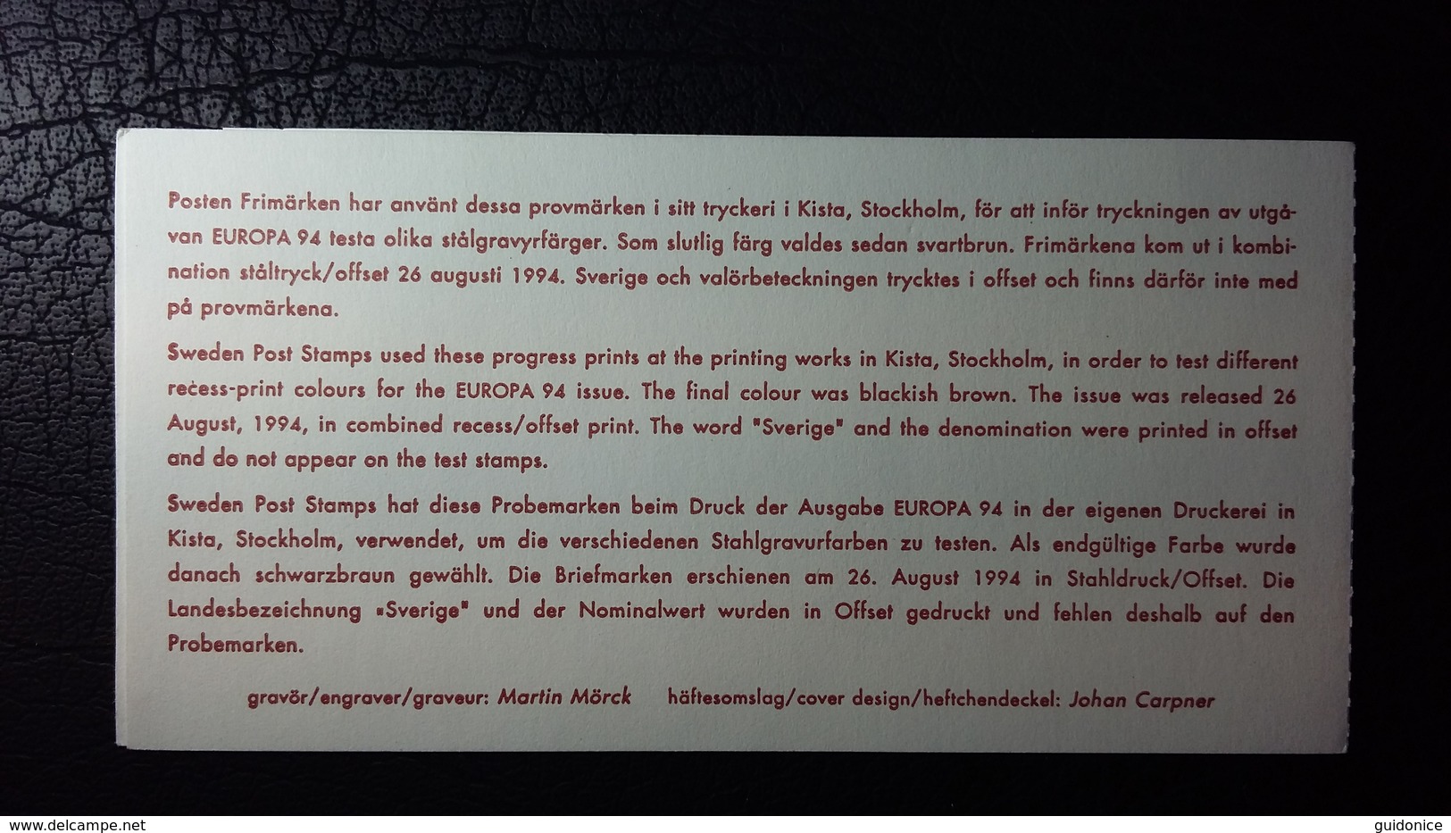 Schweden - MiNr. 1840-1842 - Sehr Gut Erhaltenes Probeheftchen - Saggi E Prove