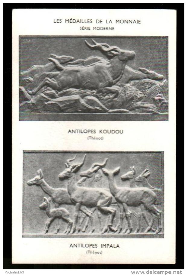 3TF 312  CPA - PARIS - LES MEDAILLES DE LA MONNAIE - ANTILOPES KOUDOU - ANTILOPES IMPALA - Coins (pictures)