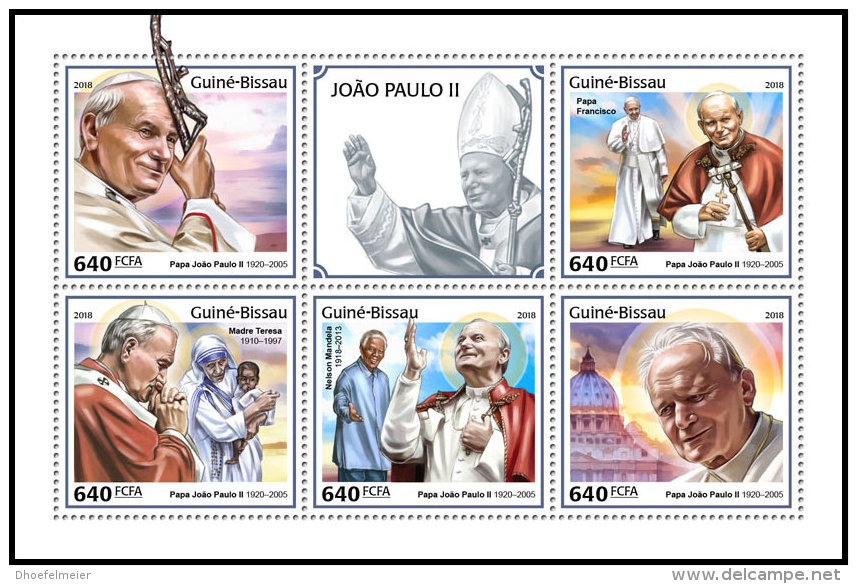 GUINEA BISSAU 2018 MNH** Mother Teresa Mutter Teresa Pope John Paul II. M/S - IMPERFORATED - DH1825 - Mère Teresa