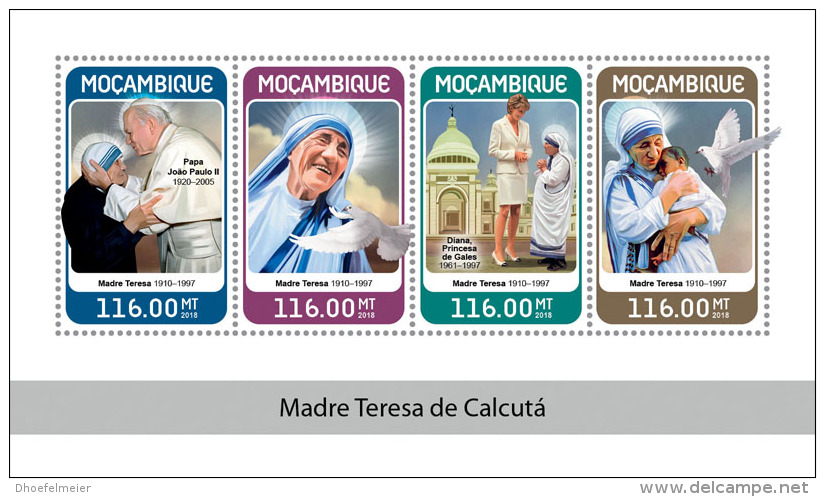 MOZAMBIQUE 2018 MNH** Mother Teresa Mutter Teresa Mere Teresa M/S - OFFICIAL ISSUE - DH1825 - Mère Teresa