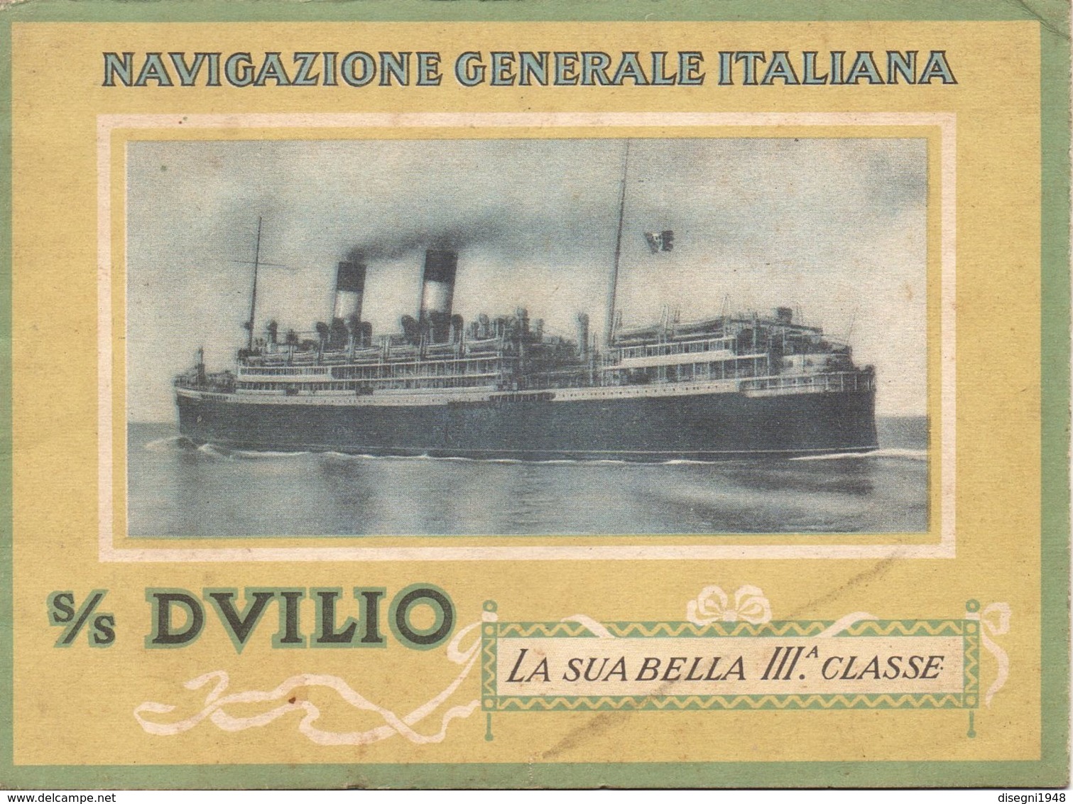 07378 "NAVIGAZIONE GENERALE ITALIANA - S/S DUILIO - LA SUA BELLA III CLASSE" OPUSC. ILLUSTR. ORIG. - Pubblicitari