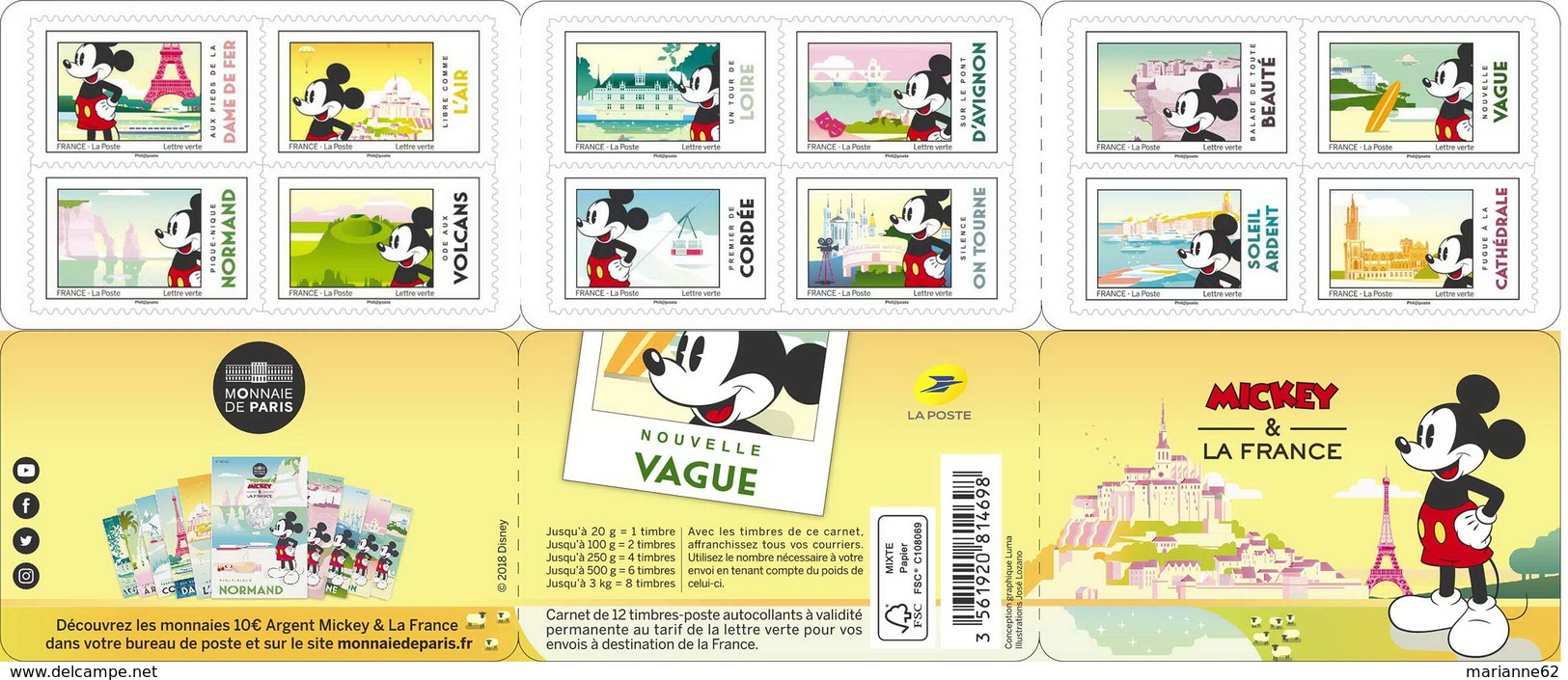 France 2018 Mickey's 90th Birthday With The French Public Cartoon Disney - MNH / Neuf - Commemorrativi