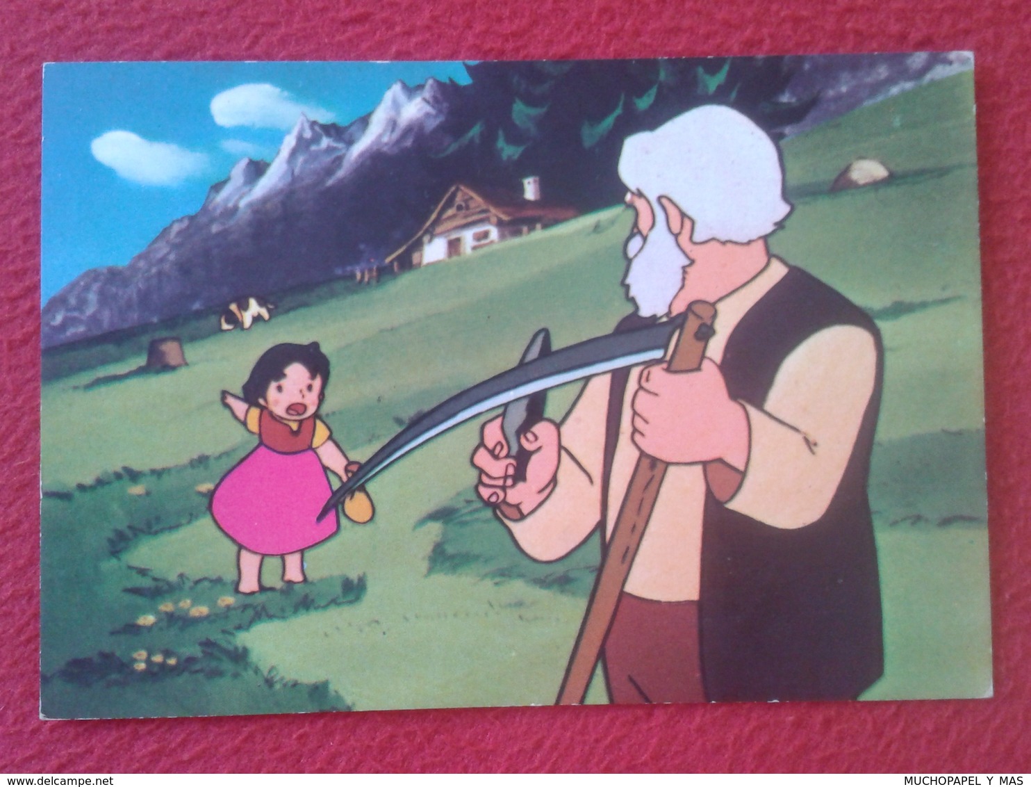 POSTAL POSTCARD CARTE POSTALE DIBUJO CARICATURA IMAGEN INFANTIL JUVENIL HEIDI Y EL VIEJO DE LOS ALPES ABUELO 1975 TVE - Otros & Sin Clasificación