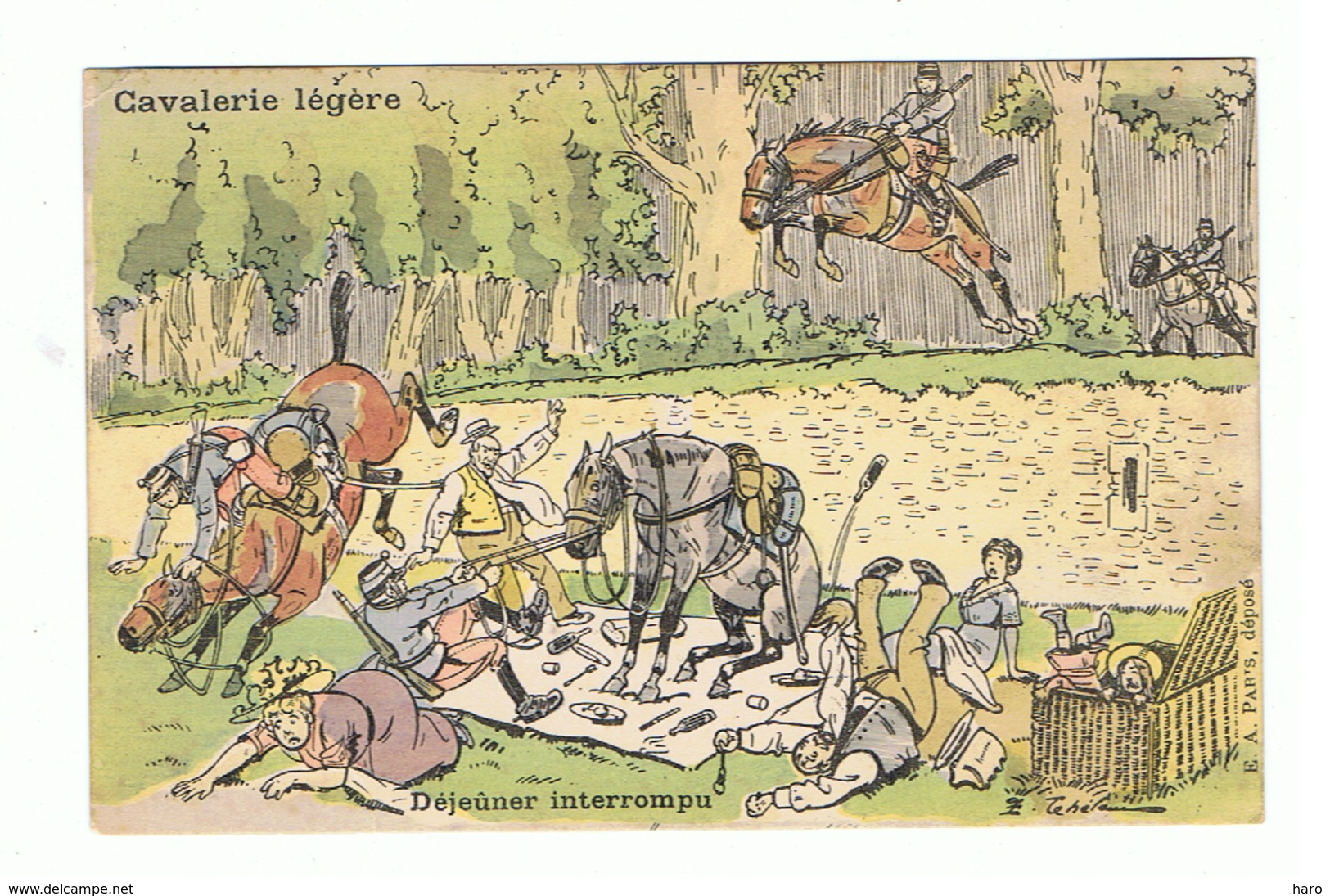 "Cavalerie Légère " - Déjeuner Interrompu - Humour - Illustrateur Ernest Thélem - Armée Française (fr62) - Autres & Non Classés