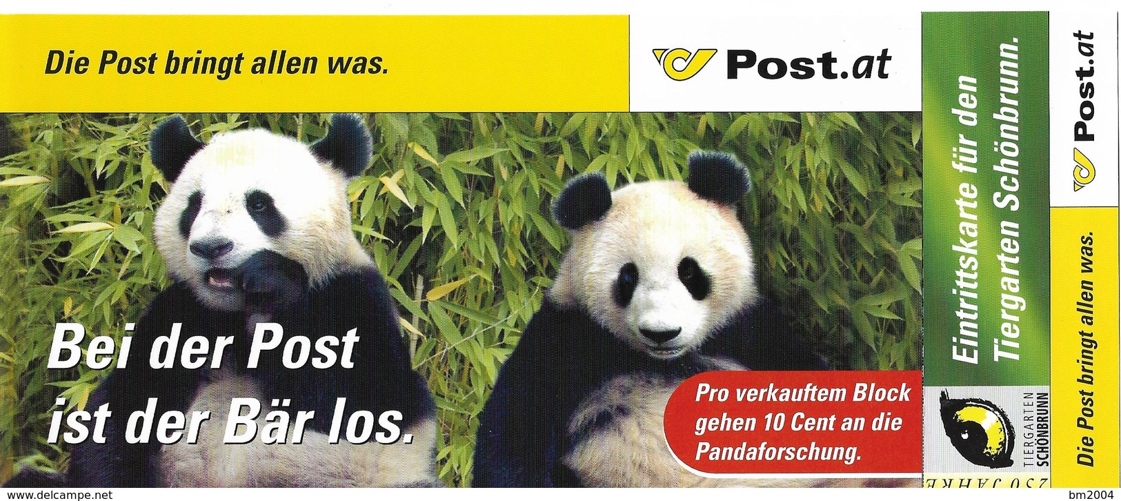 2003 Austria  Österreich Mi. Bl. 18 FD-used  Faltkarte :  Panda-Forschung Im Tiergarten Schönbrunn - Blokken & Velletjes