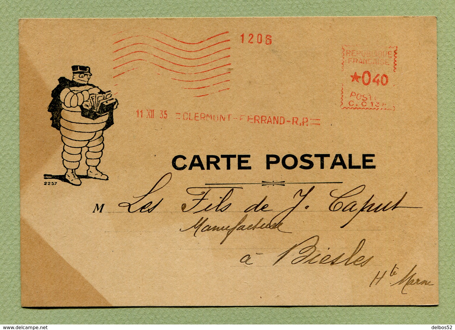 EMA : CLERMONT-FERRAND R.P.  " MICHELIN "  (1935) - Affrancature Meccaniche Rosse (EMA)