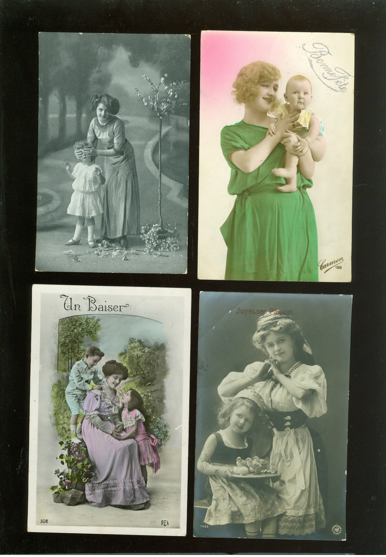 Beau Lot De 60 Cartes Postales De Fantaisie  Femme + Enfant      Mooi Lot 60 Postkaarten Van Fantasie Vrouw + Kind - 5 - 99 Cartes
