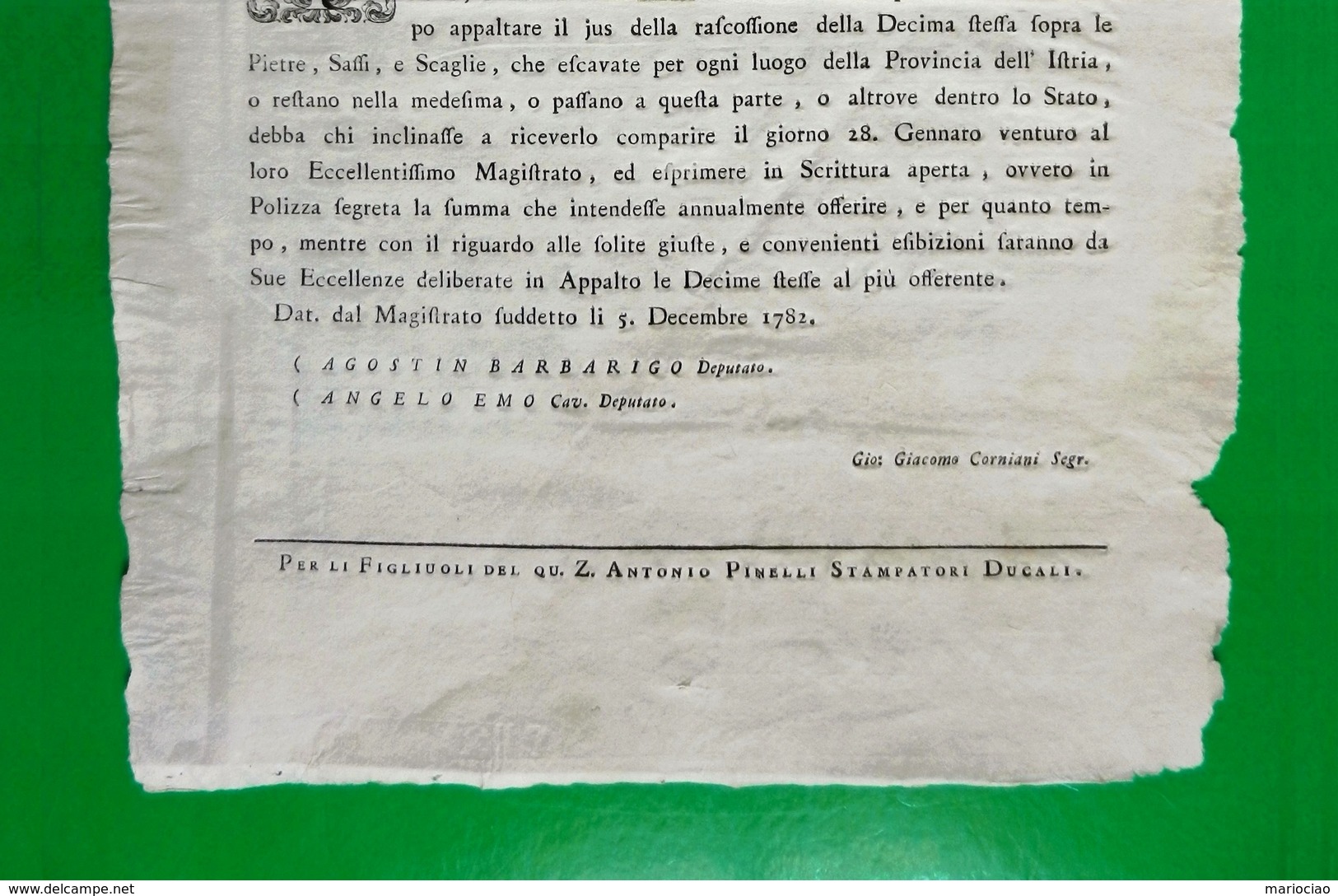 D-IT Repubblica Di Venezia 1782 Eccelso CONSIGLIO DEI DIECI - Documents Historiques