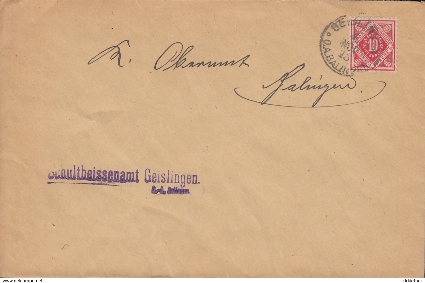 INFLA Württemberg Dienstpost 115 EF Auf Brief  Mit Stempel: Ohmenhausen 15.FEB 1919 - Sonstige & Ohne Zuordnung