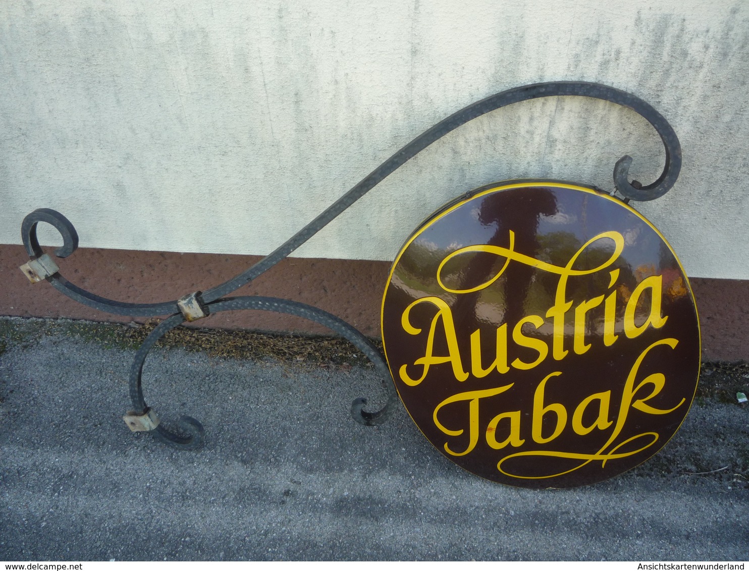 Austria-Tabak Emailschild Gewoelbt Mit Auslieger - Enameled Signs (after1960)