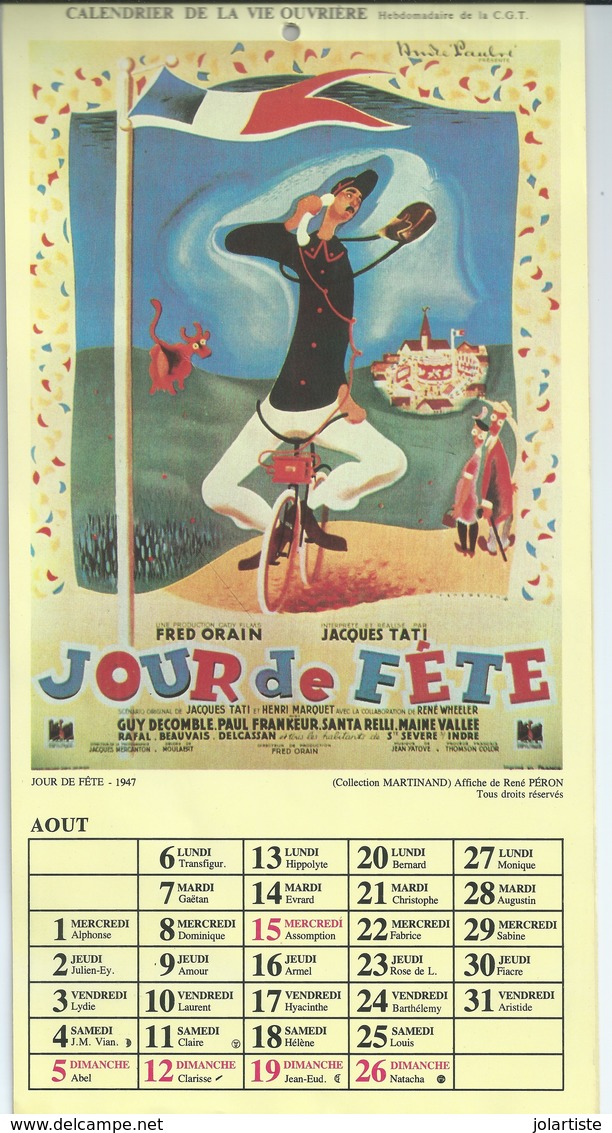 CALENDRIER C G T 1984 Affiches De Cinema Dim 155mm X 300mm Clas01 - Otros & Sin Clasificación