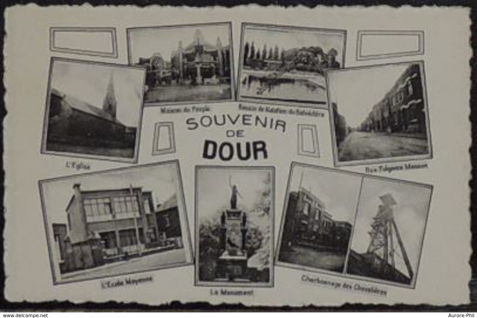 Dour Souvenir Multi-Vues (Charbonnages Des Chevalières, Ecole Moyenne, Belvédère, L'Eglise, Rue Fulgence Masson..) - Dour