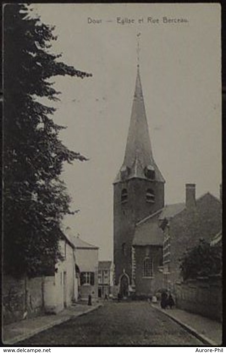 Dour Eglise Et Rue Du Berceau - Dour