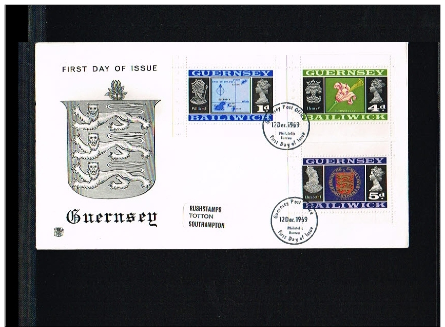 1969 - Great Britain-Guernsey FDC - Flags, Arms &amp; Seals - Flower - Map - From Stampbooklets [FR018] - Guernesey