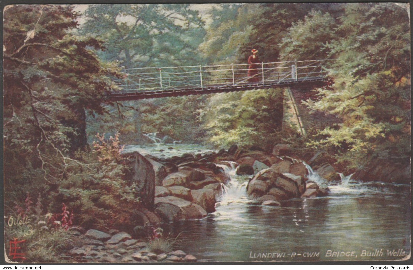 Llandewi-r-Cwm Bridge, Builth Wells, Breconshire, 1913 - Tuck's Oilette Postcard - Breconshire