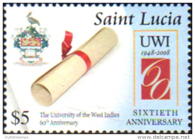 Ref. 242526 * NEW *  - ST. LUCIA . 2008. 60th ANNIVERSARY OF WEST INDIES UNIVERSITY. 60 ANIVERSARIO DE LA UNIVERSIDAD DE - St.Lucia (1979-...)